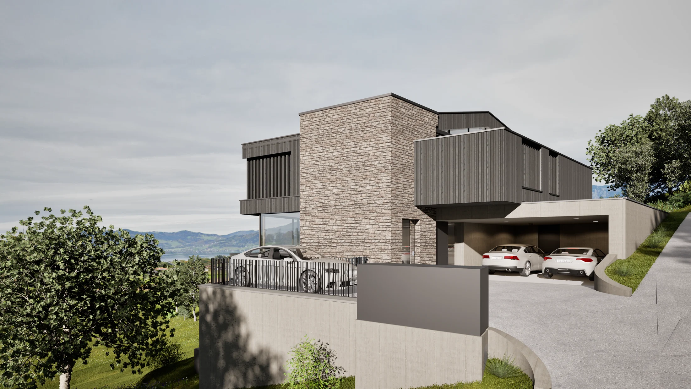 Ein Entwurf für das Leben am Attersee · Architekturvisualisierung